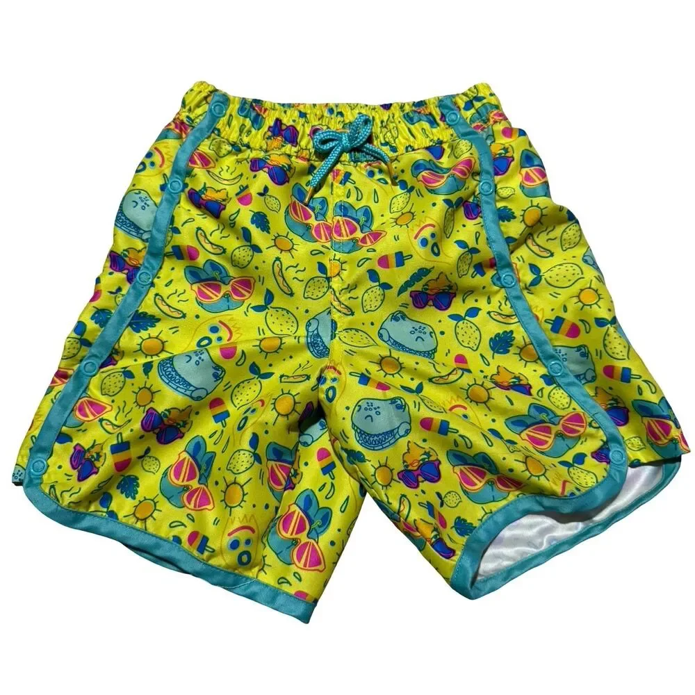 Disney Toy Story Forky Rex Boys' Yellow Swim Trunks size Small